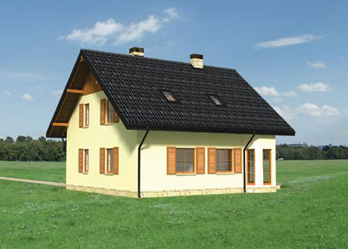 Fatada laterala stanga casa din lemn Model PCL-11