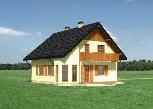 Fatada principala casa din lemn Model PCL-11
