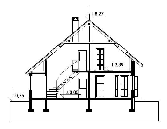 Plan sectiune longitudinala A-A Casa PCL-11